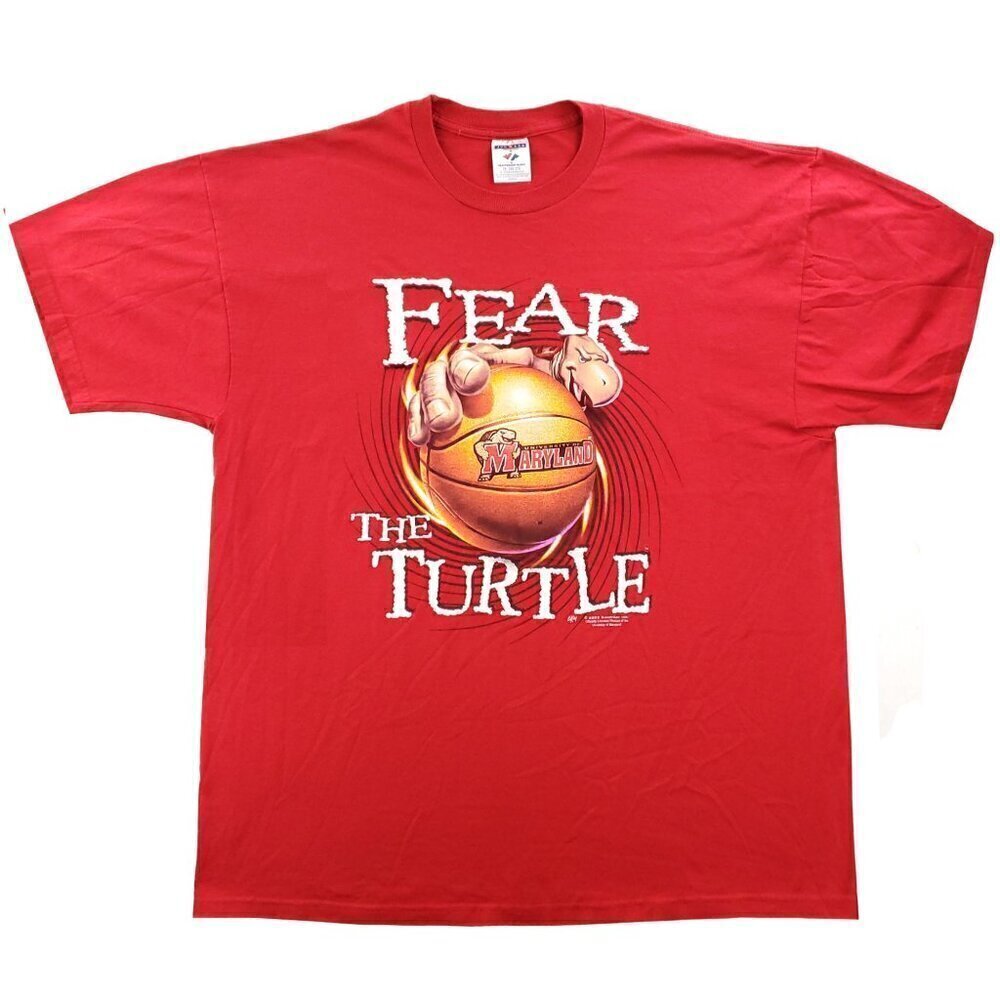 Maryland Terrapins Vintage T-Shirt Basketball Fear the Turtle Y2K 2002 2XL